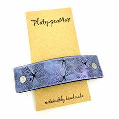 Embossed Purple Hydrangea Flowers Embossed Leather Hair Clip