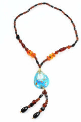 Oval Pendant Gypsy Style Shimmer Necklace