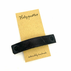 The Minimalist: Basic Black Leather Eco Barrette