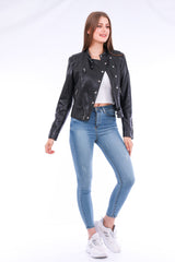 Rovigo Leather Biker Jacket - Black