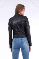 Rovigo Leather Biker Jacket - Black