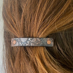 Copper & Silver Metallic Gears / Steampunk Stamped Leather Hair