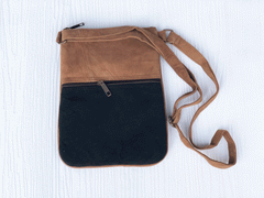 Handmade Blue and Green Suede Cross Body Bag