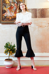 Black Frill Hem Trousers