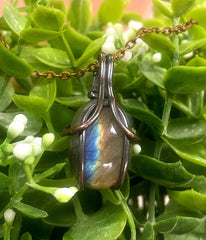 Mini Wire Wrapped Labradorite Gemstone Pendant