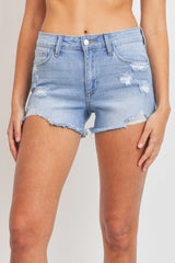 JUST USA MID RISE DISTRESSED MINI SHORT