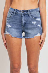 JUST USA MID RISE DISTRESSED MINI SHORT