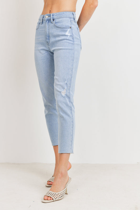 JUST USA DISTRESSED STRETCH STRAIGHT LEG JEAN