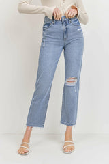 JUST USA ONE KNEE DESTRUCTION RELAXED JEAN