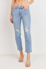 JUST USA KNEE DISTRESSED STRAIGHT LEG JEAN