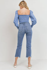 JUST USA HIGH RISE HEM DETAILED STRAIGHT LEG JEAN