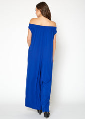 Women's Off Shoulder Wide Leg Jumpsuit With Pockets