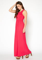 Womens Sleeveless Pleated Maxi Dress