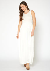 Womens Sleeveless Pleated Maxi Dress