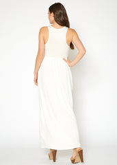 Womens Sleeveless Pleated Maxi Dress