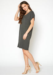 Women's Round Neck T-shirt Dress With Pocket