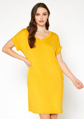 Women's Round Neck T-shirt Dress With Pocket