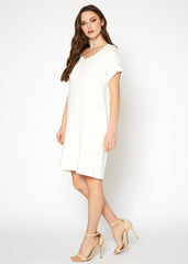 Women's Round Neck T-shirt Dress With Pocket