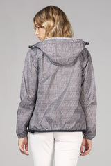 Women's plaid full zip packable rain jacket and windbreaker