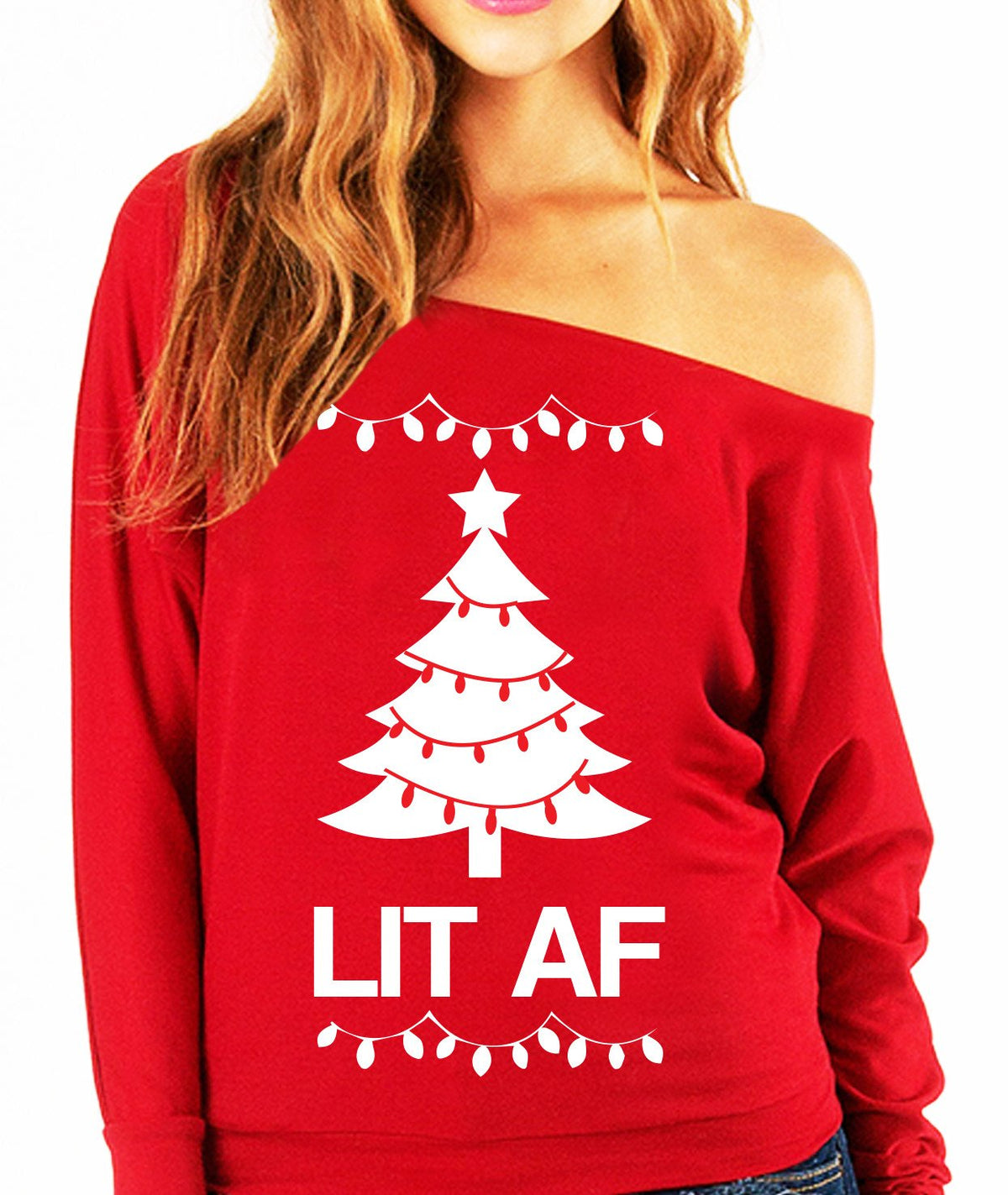 LIT AF Christmas Slouchy Sweatshirt - Pick Color