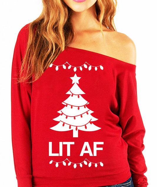 LIT AF Christmas Slouchy Sweatshirt - Pick Color