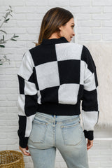 Lola Checkered Cardigan in Black & White