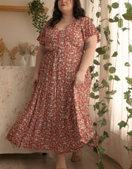 Lysandre Midi Dress Floral Print Rust