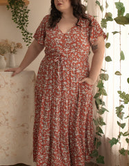 Lysandre Midi Dress Floral Print Rust