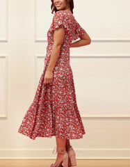 Lysandre Midi Dress Floral Print Rust