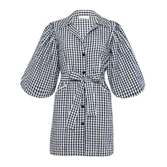 MEGHAN Mini Gingham Dress, in Black