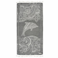 Exclusive Magic Dolphin Peshtemal Pure Cotton Beach Towel