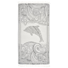 Exclusive Magic Dolphin Peshtemal Pure Cotton Beach Towel