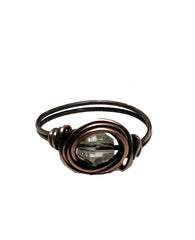 Wire Wrapped Copper Birthstone Crystal Ring