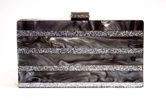 Marble Silver Stripe Box Clutch