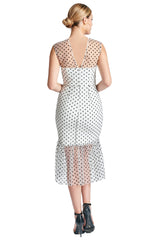 Muse Dress - Sleeveless polka dot midi mesh dress