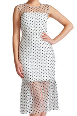 Muse Dress - Sleeveless polka dot midi mesh dress