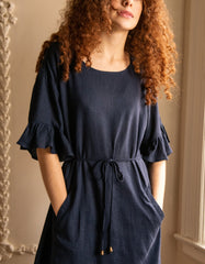 Myriam Dress Belted Shift Linen Blend Solid