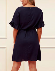 Myriam Dress Belted Shift Linen Blend Solid