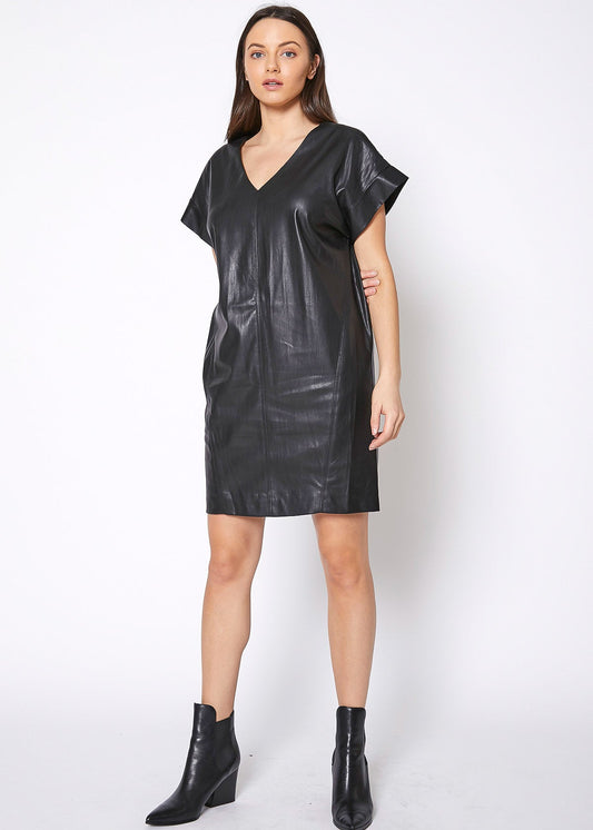 Women's Black PU Leather Dress