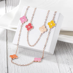 MULTI-COLOR CLOVER CHAIN NECKLACE