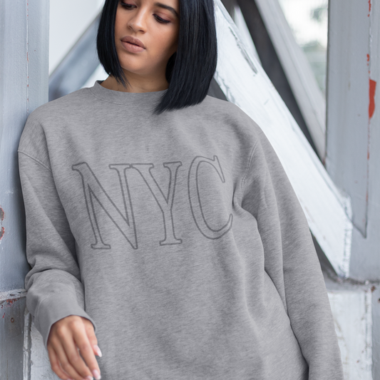 Womens Gray NYC Crewneck Sweatshirt