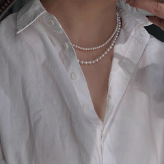 Double-Layered Pearl Choker Necklace