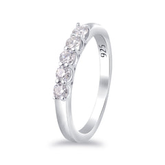 White Moissanite 5-Stone Ring Sterling Silver