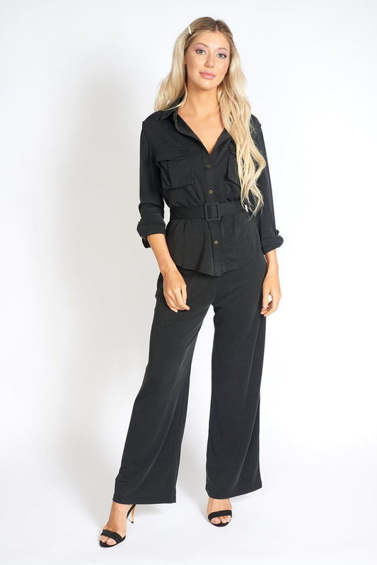 Office Day Easy Black Wide Leg Pants