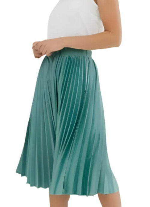 Pleated Versatile Long Skirt With Elastic Waist