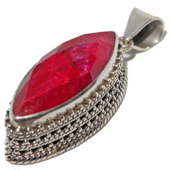 Raw Ruby Marquise Cut Pendant