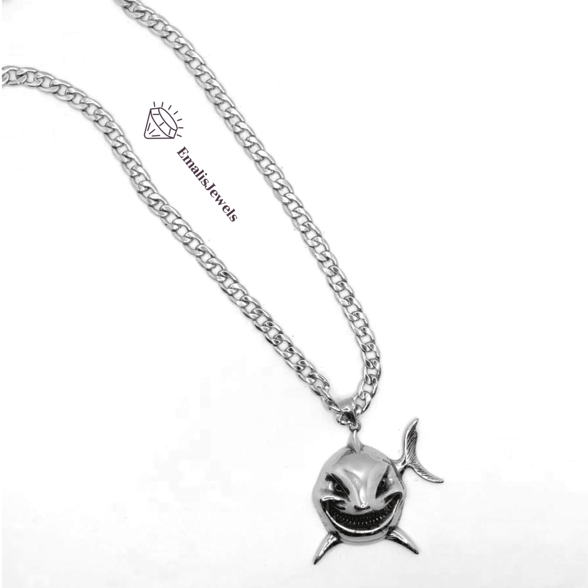 Stainless Steel Chain Necklace and Stainless Steel Shark Pendant