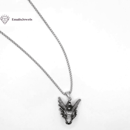 Stainless Steel Chain Necklace and Stainless Steel Dragon Pendant