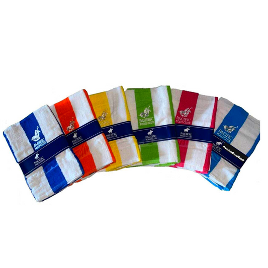 PBG Polo Striped  100% Cotton Full Size Every Day Towels 6 Pack