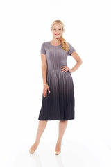 THE PLEATED GRADIENT DRESS IN MOUSY GREY